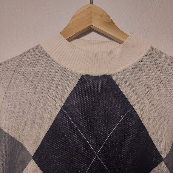 Kaily K Crew Neck Argyle Knit Sweater Academia Preppy Size S - Picture 3 of 8